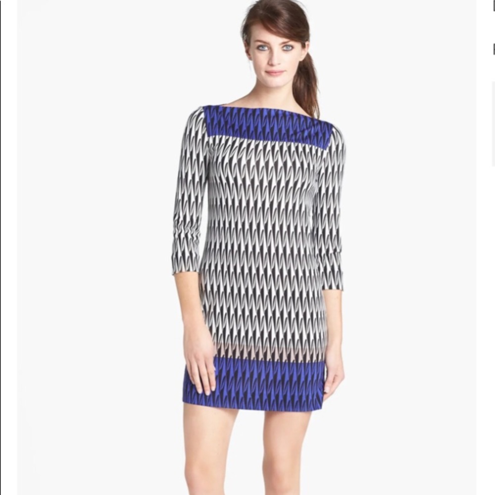 DVF Ruri Silk Shift Dress with Purple Print